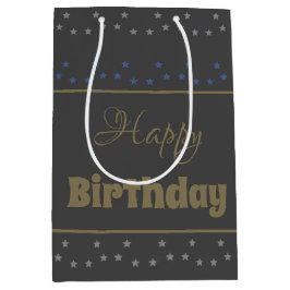 Sacola Para Presentes Média Ênfase do padrão estrela da Cinza profunda