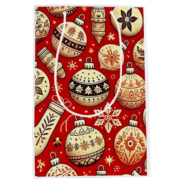 Sacola Para Presentes Média 🎄 Enfeite de Natal Estilo de Embrulho de Presente (Frente)