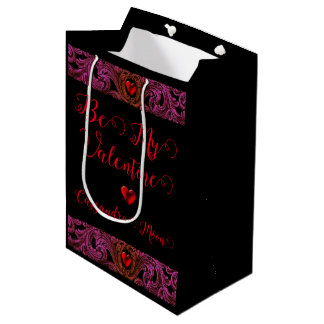 Sacola Para Presentes Média Enfeite Roxo Gótico Com Coração Personalizado