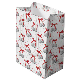 Sacola Para Presentes Média Enfeites de Bola de Disco de Prata de Natal com La