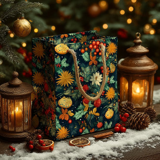 Sacola Para Presentes Média Enfeites de Natal com Área para Nome