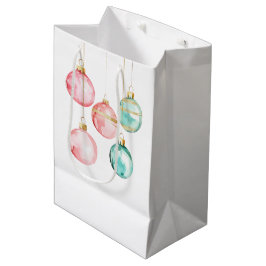 Sacola Para Presentes Média Enfeites de natal Dourados Rosa Cor-de-rosa-branca