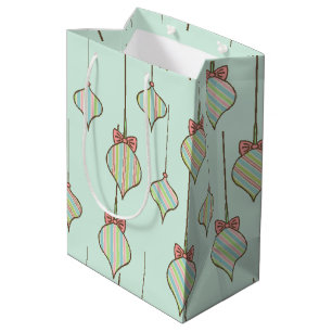 Sacola Para Presentes Média Enfeites de natal Verdes Retroativos para Presente