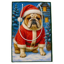 Sacola Para Presentes Média English Bulldog Holiday 