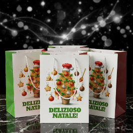 Sacola Para Presentes Média Engraçada Árvore de Natal Delizioso Natale!