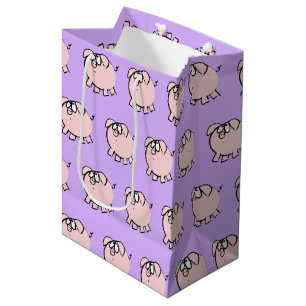 Sacola Para Presentes Média Engraçado 4 Cartoon Pig Baby Escolha Color M Gift