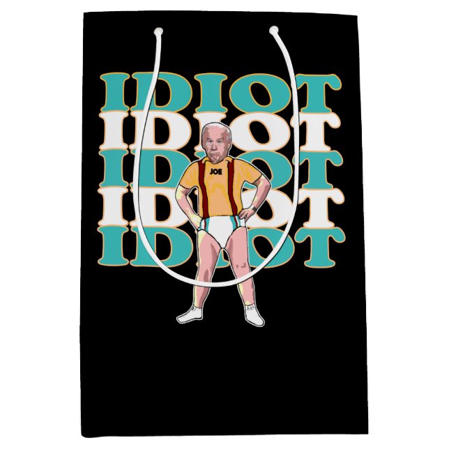 Sacola Para Presentes Média Engraçado Anti-Joe Biden É Um Idiota Político Sarc (Frente)