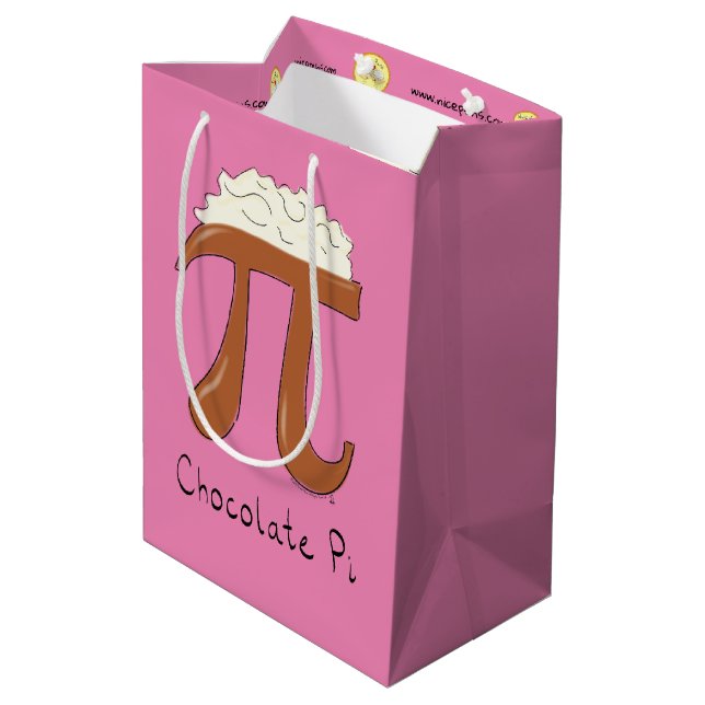 Sacola Para Presentes Média Engraçado Chocolate Pi Símbolo de Matemática Profe (Verso inclinado)