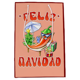 Sacola Para Presentes Média Engraçado Feliz Navidad, Feliz Natal Feliz Chili