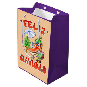 Sacola Para Presentes Média Engraçado Feliz Navidad, Feliz Natal Feliz Chili