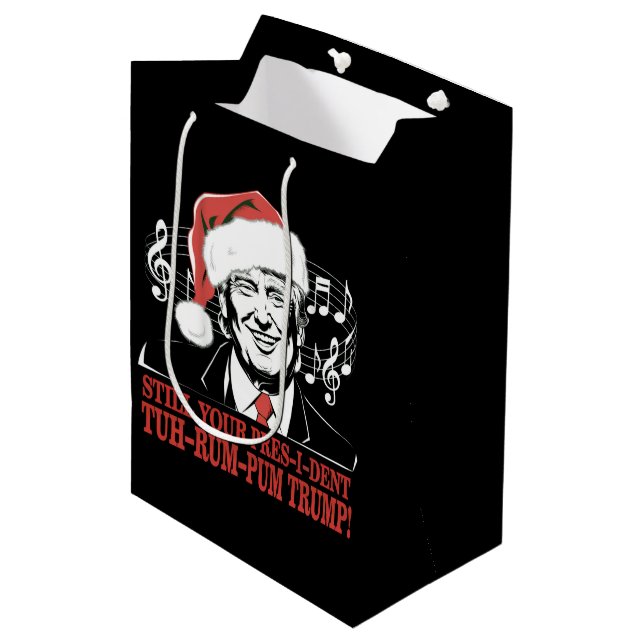 Sacola Para Presentes Média Engraçado Presidente Trump Pajamas Ugly Xmas (Frente inclinada)