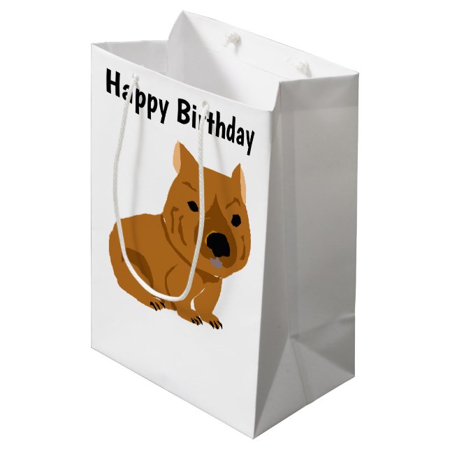 Sacola Para Presentes Média Engraçado Wombat Arte Primitiva (Frente inclinada)