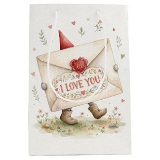 Sacola Para Presentes Média Envelope de Carta de Amor Andando Com Chapéu de Gn