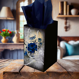 Sacola Para Presentes Média Ephemera Rosa Azul Escuro Vitoriano