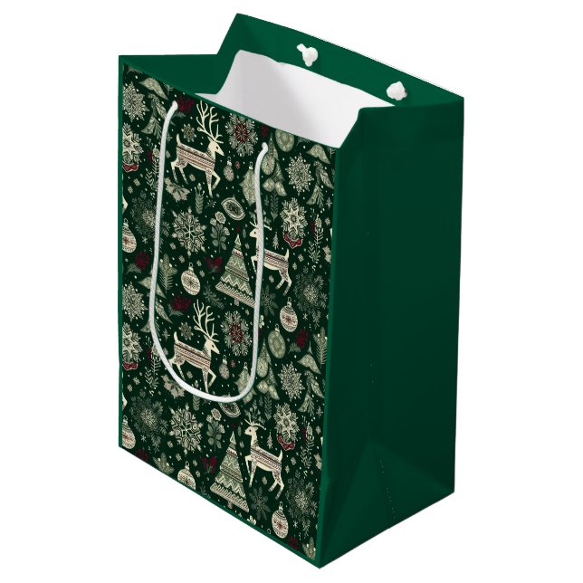 Sacola Para Presentes Média Época de Natal Escandinavo (Frente inclinada)