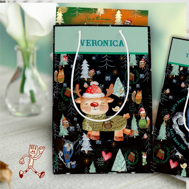 Sacola Para Presentes Média Época de rock UGLY SWEATERS Gift Bag (Season to rock UGLY SWEATERS Gift Bag)