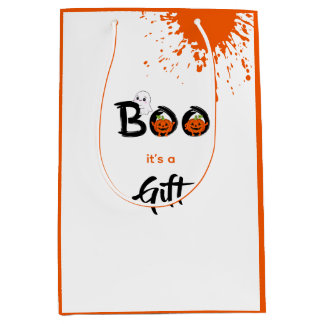 Sacola Para Presentes Média Equipe Boo Halloween engraçado