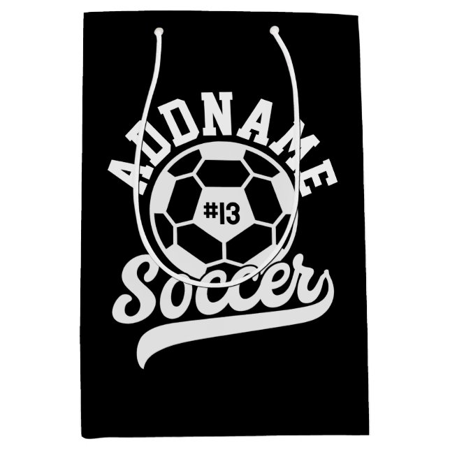 Sacola Para Presentes Média Equipe de futebol Personalizada do ADD NAME do jog (Frente)