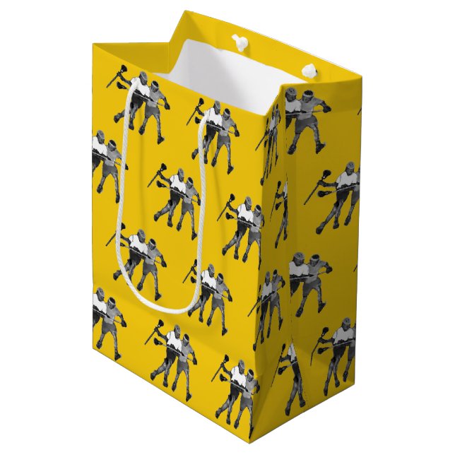 Sacola Para Presentes Média Equipe de Lacrosse Amarela (Frente inclinada)