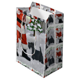 Sacola Para Presentes Média Escócia Terrier Acredita no Natal