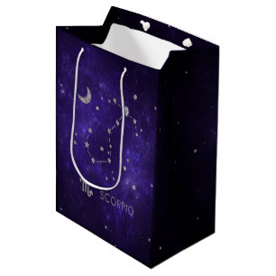 Sacola Para Presentes Média Escorpião-Roxo   Astrologia Cósmica Horoscópio