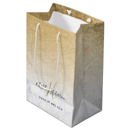Sacola Para Presentes Média Escrito em folha de ouro quic de mármore monograma