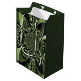 Sacola Para Presentes Média Esferas Mini Floresta Verde Branca