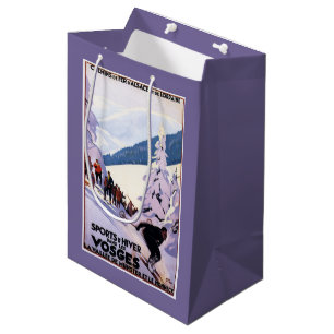 Sacola Para Presentes Média Espectadores que olham o poster do esquiador