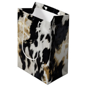 Sacola Para Presentes Média Espinho Dourado branco preto