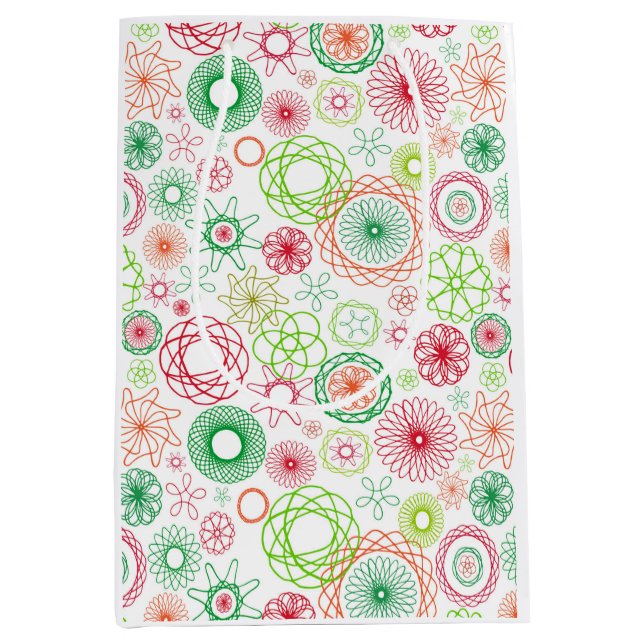 Sacola Para Presentes Média Espirais de férias de Natal (Frente)