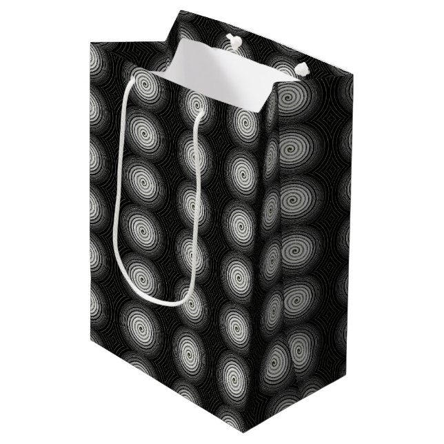Sacola Para Presentes Média Espiral Preto E Branco (Frente inclinada)