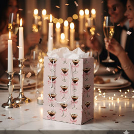 Sacola Para Presentes Média Espresso Martini Pattern Pink
