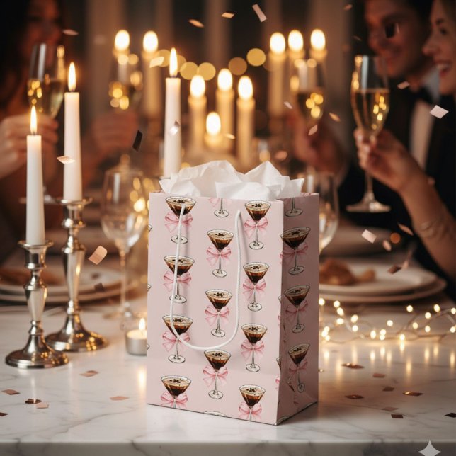 Sacola Para Presentes Média Espresso Martini Pattern Pink (Criador carregado)