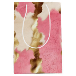 Sacola Para Presentes Média Espuma Dourada de Creme Rosa