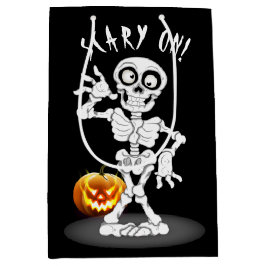 Sacola Para Presentes Média Esqueleto de Halloween em preto