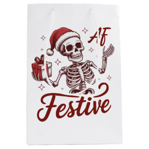 Sacola Para Presentes Média Esqueleto Festivo Af Snarky Natal Sarcástico