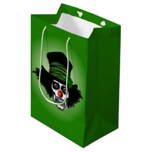 Sacola Para Presentes Média Esqueleto Irlandês Palhaço Verde