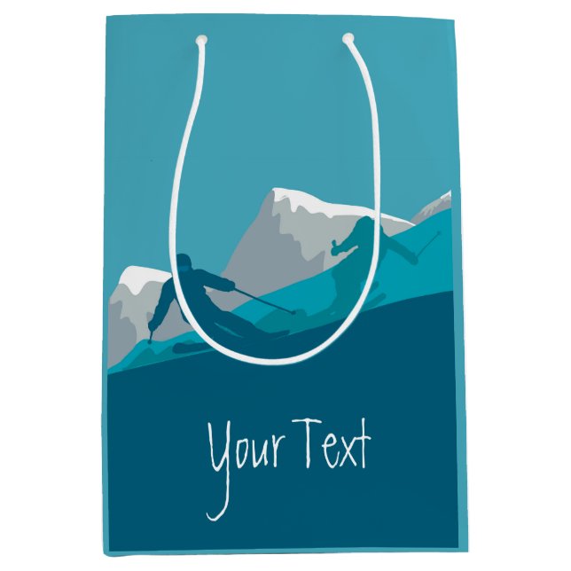 Sacola Para Presentes Média Esqui alpino personalizado (Frente)