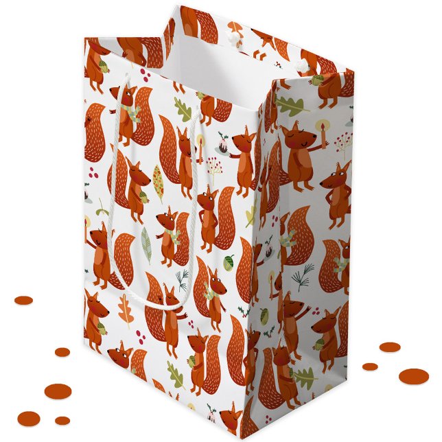 Sacola Para Presentes Média Esquilo (Fun squirrel pattern holiday gift bag)
