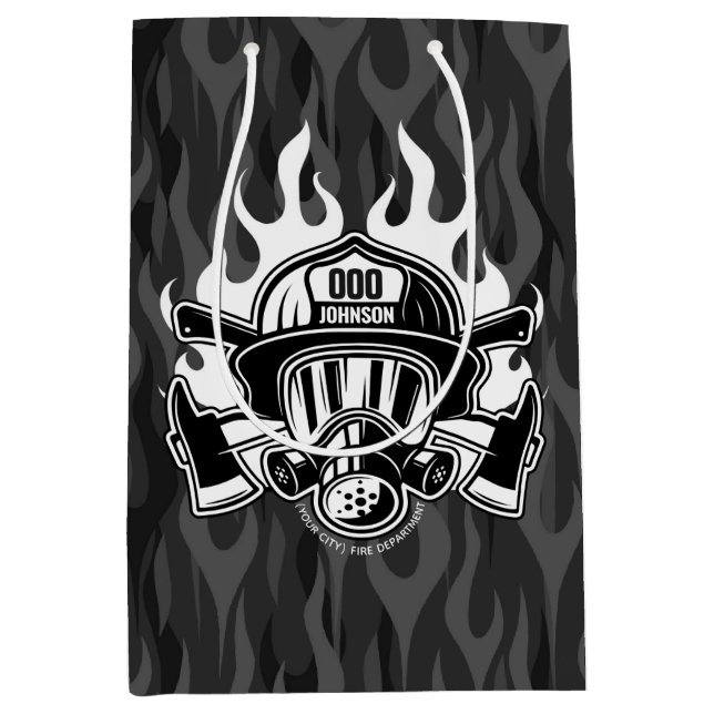 Sacola Para Presentes Média Estação Personalizada de Bombeiros de Emergência (Frente)