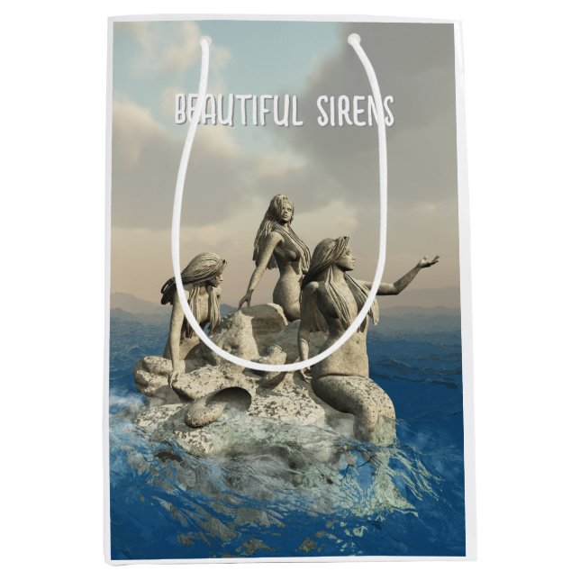 Sacola Para Presentes Média Estátua de Sereia. Personalizável (Frente)