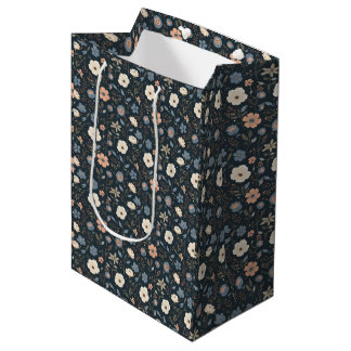Sacola Para Presentes Média Estética Botânica Floral Noturna Escura