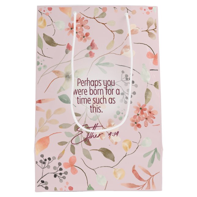 Sacola Para Presentes Média Esther 4:14 Bíblia Cristã Verse Art (Verso)