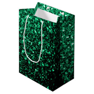 Sacola Para Presentes Média Estilhador de brilho verde-esmeralda