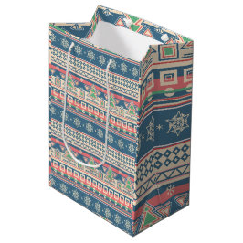 Sacola Para Presentes Média Estilo Aztec da Árvore de Natal - Feriado Único