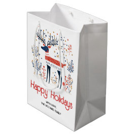 Sacola Para Presentes Média Estilo de arte popular escandinava veado feriado d