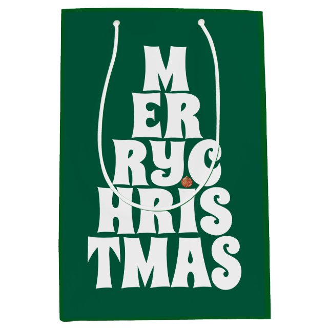 Sacola Para Presentes Média Estilo De Árvore De Feliz Natal Para Divertimento (Frente)