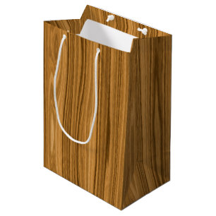 Sacola Para Presentes Média Estilo de madeira elegante da grão