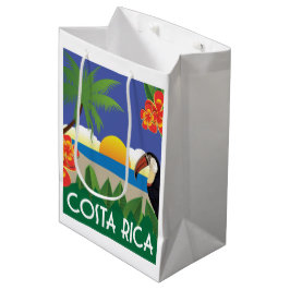 Sacola Para Presentes Média Estilo de viagens vintage da Costa Rica
