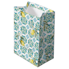Sacola Para Presentes Média estilo italiano,azulejos,majolica,limão,Impressão